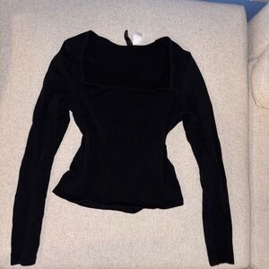 Divided Black Fitted Long Sleeve Bodysuit